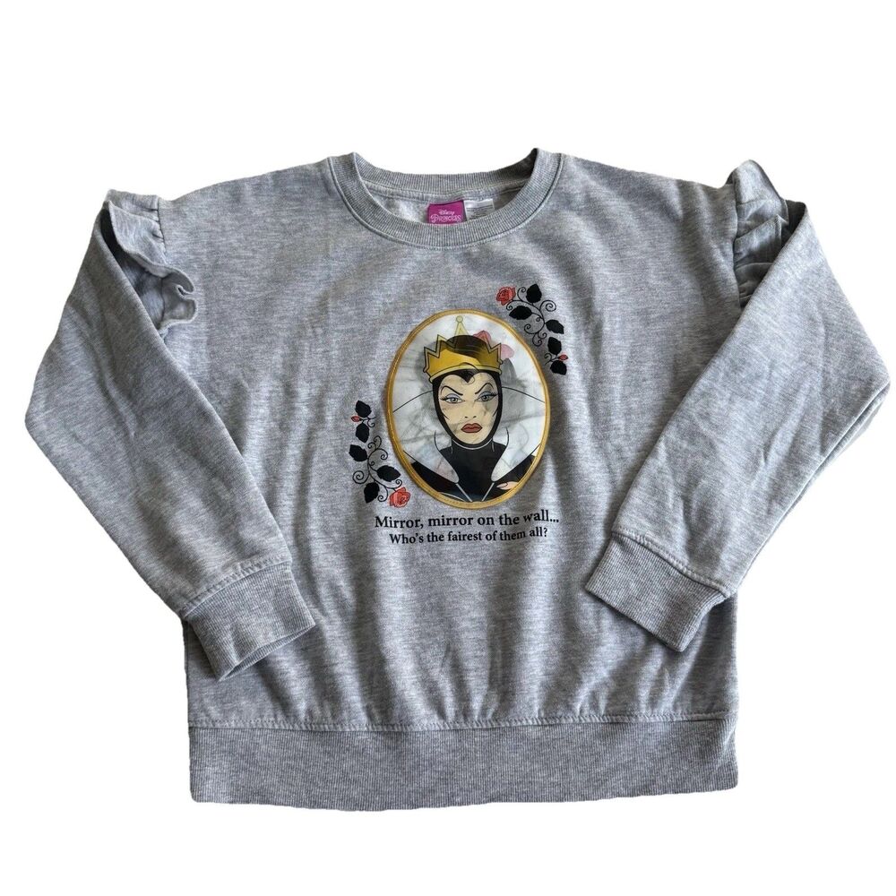 Hologram Disney Princess Girls Snow White - Evil Queen Sweatshirt Ruffle Gray L